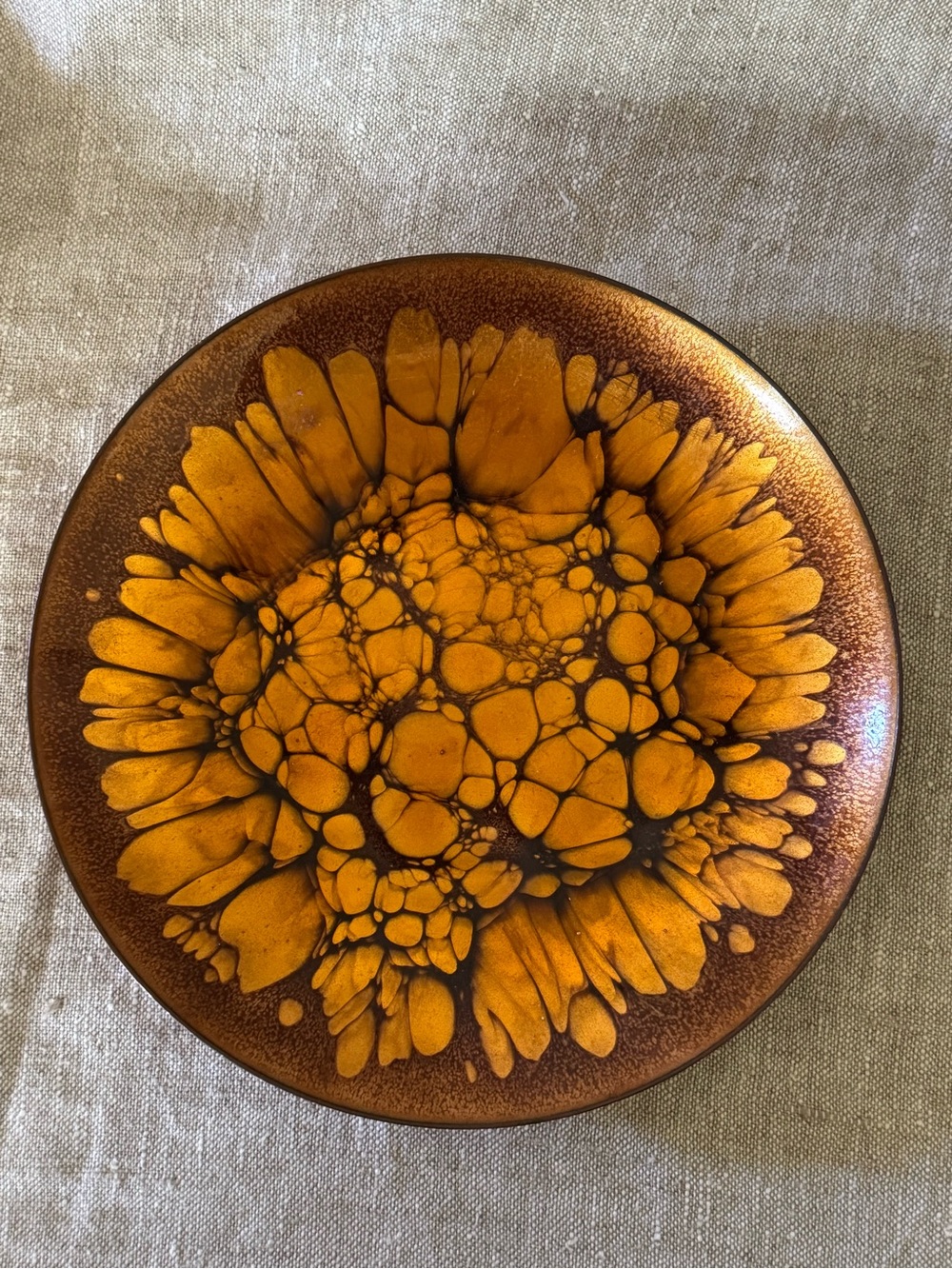 MCM Win Ng for Georg Jensen enamel on copper dish